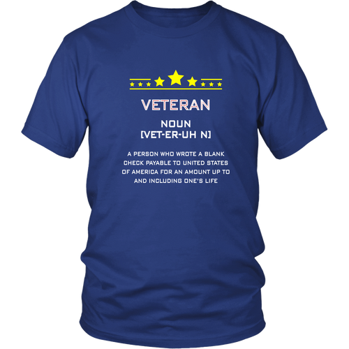 Veteran T-shirt - A person who wrote a blank paycheck payable to US
