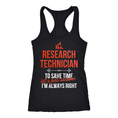 Research technician T-shirt, hoodie and tank top. Research technician funny gift idea.