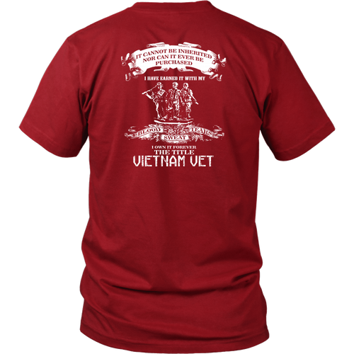 Veterans T-shirt - The title Veteran (Back Print)