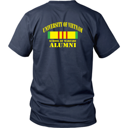 Vietnam Veterans T-shirt - University of vietnam school of warfare alumni (Back print)